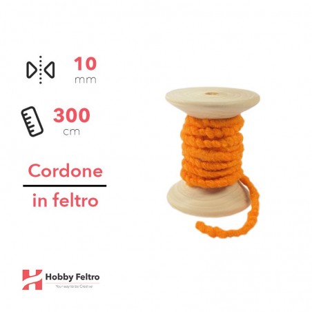 Cordone in Feltro di Lana Arancio 10mm 3 metri cG21