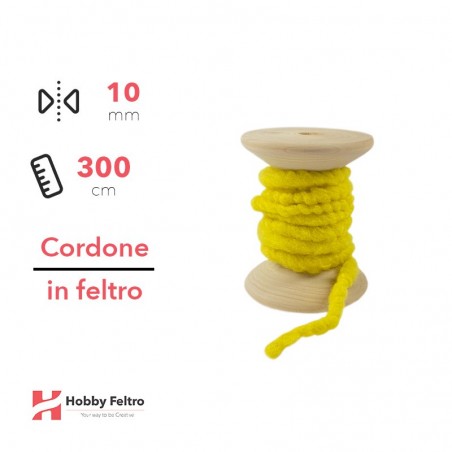 Cordone in Feltro di Lana Giallo 10mm 3 metri cG20