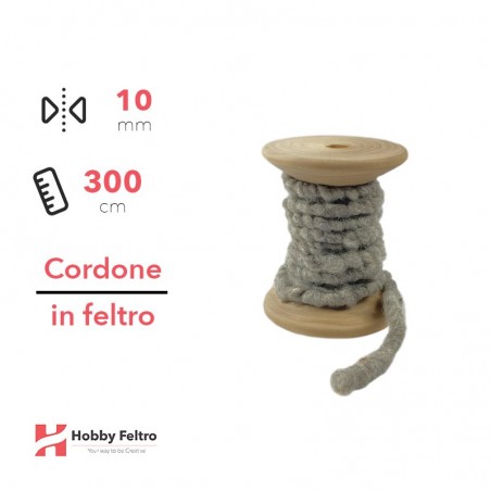 Cordone in Feltro di Lana Grigio 10mm 3 metri cG06