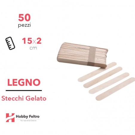 Stecchi gelato in legno naturale medi 15cm KIT 50 Pezzi