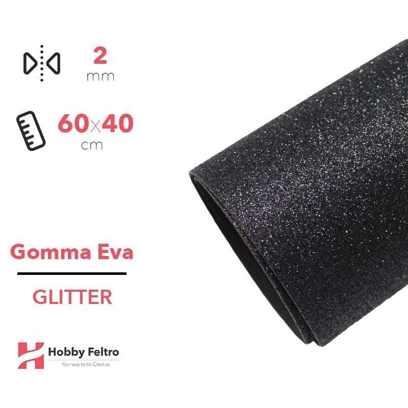 Gomma Eva Glitter Fommy Nero misura 60x40cm COD.15