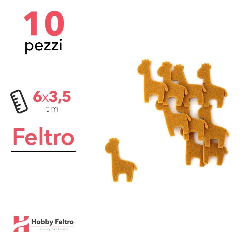 Kit Giraffa in Feltro 10 Pezzi 6x3,5cm Colore a Scelta