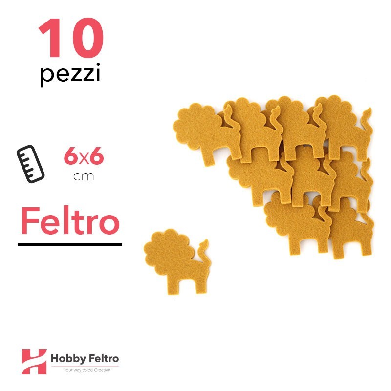 Kit Leone in Feltro 10 Pezzi 6x6cm Colore a Scelta
