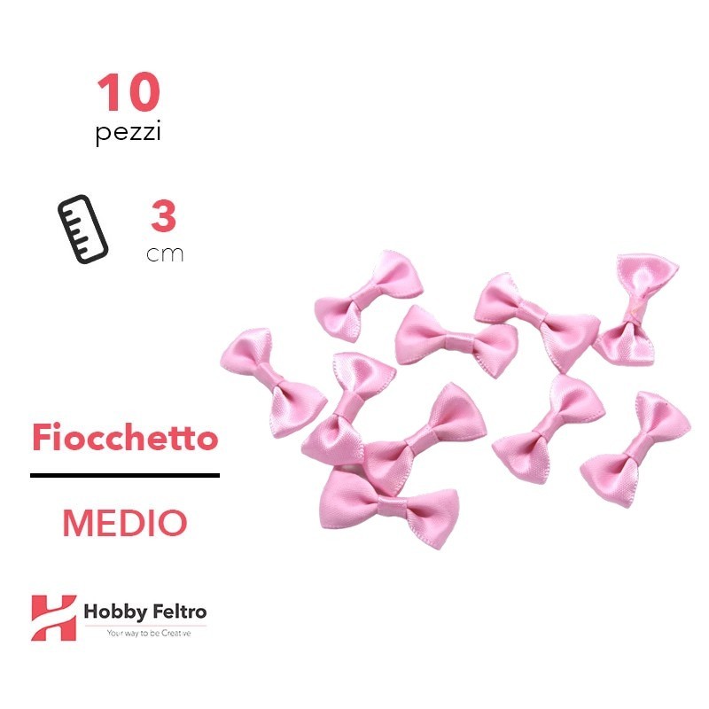 Fiocchetti in Raso colorati Rosa Chiaro 3cm KIT Medio 10 pezzi COD.04