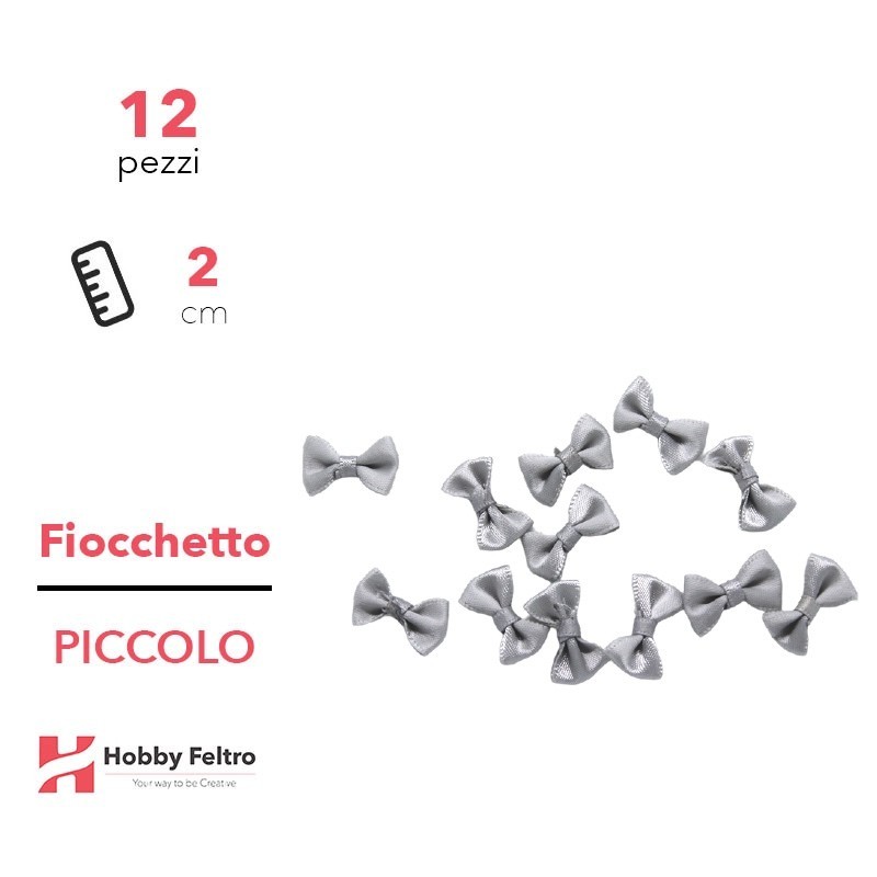 Fiocchetti in Raso colorati Argento 2cm KIT Piccolo 12 Pezzi COD.19 Fiocchetti in Raso colorati Argento 2cm KIT Piccolo 12 Pezzi COD.19