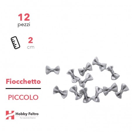 Fiocchetti in Raso colorati Argento 2cm KIT Piccolo 12 Pezzi COD.19