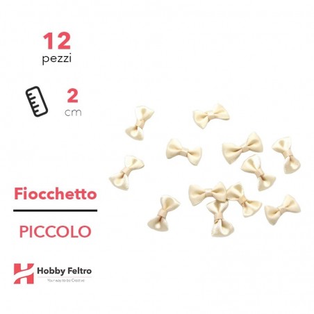 Fiocchetti in Raso colorati Avorio 2cm KIT Piccolo 12 Pezzi COD.02