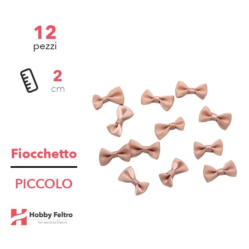 Fiocchetti in Raso colorati Cipria 2cm KIT Piccolo 12 Pezzi COD.09 Fiocchetti in Raso colorati Cipria 2cm KIT Piccolo 12 Pezzi COD.09
