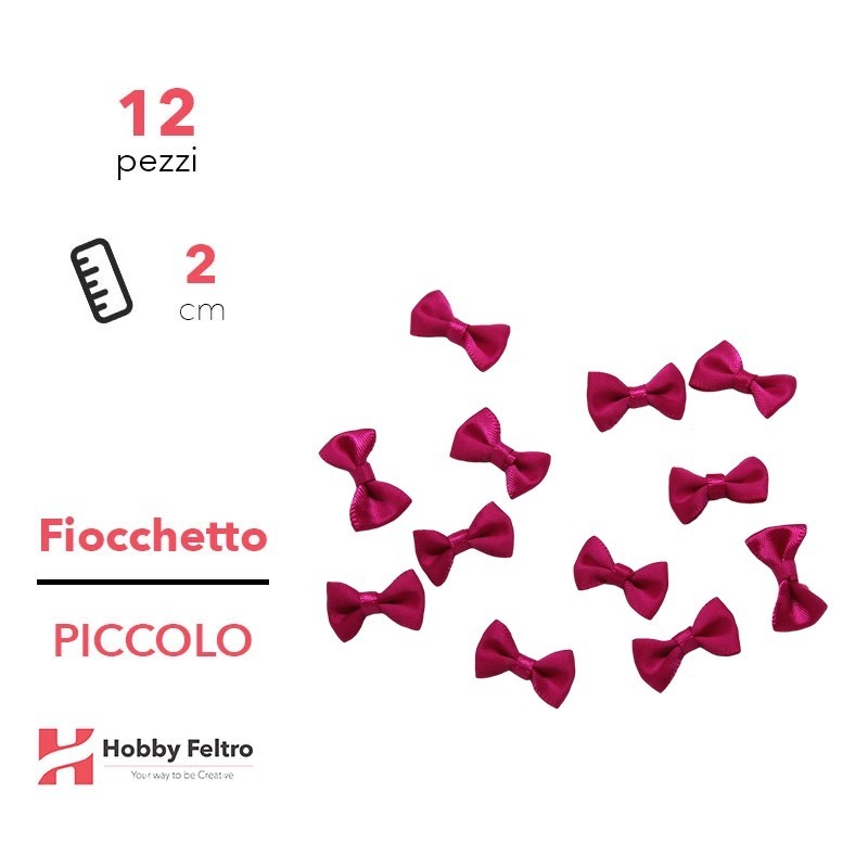 Fiocchetti in Raso colorati Fuxia 2cm KIT Piccolo 12 Pezzi COD.08 Fiocchetti in Raso colorati Fuxia 2cm KIT Piccolo 12 Pezzi COD.08
