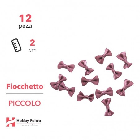 Fiocchetti in Raso colorati Rosa Antico 2cm KIT Piccolo 12 Pezzi COD.13