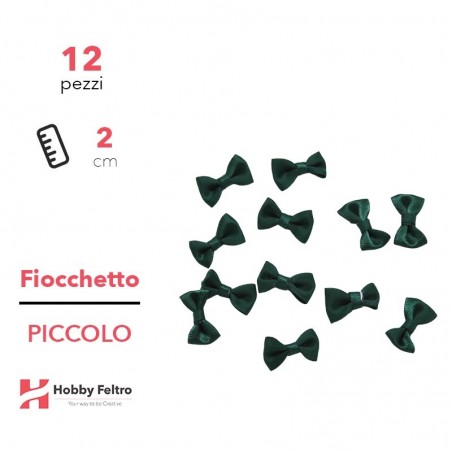 Fiocchetti in Raso colorati Verde 2cm KIT Piccolo 12 Pezzi COD.18