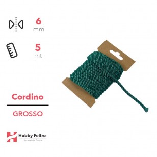 Cordoncino Grosso Verde Natale 8mm Confezione 5 metri COD.a8