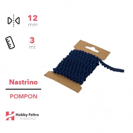 Nastrino POM POM colorato Blu Confezione 3 metri COD.C9
