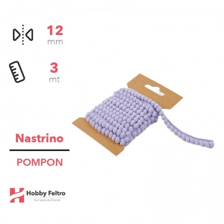 Nastrino POM POM colorato Lilla Confezione 3 metri COD.C2