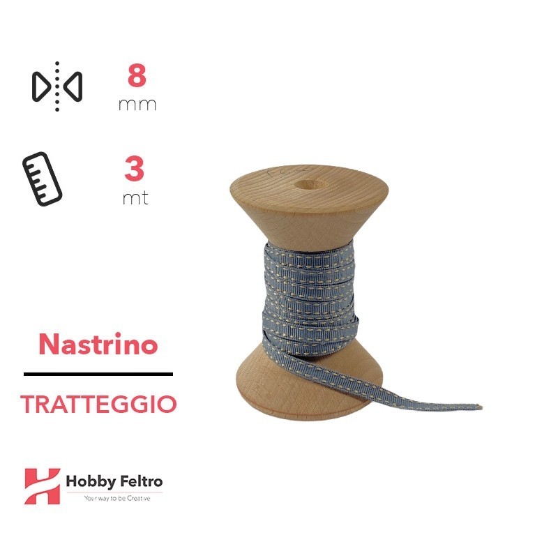 Nastrino Tratteggio colorato Grigio 8mm Confezione 3 metri COD.05