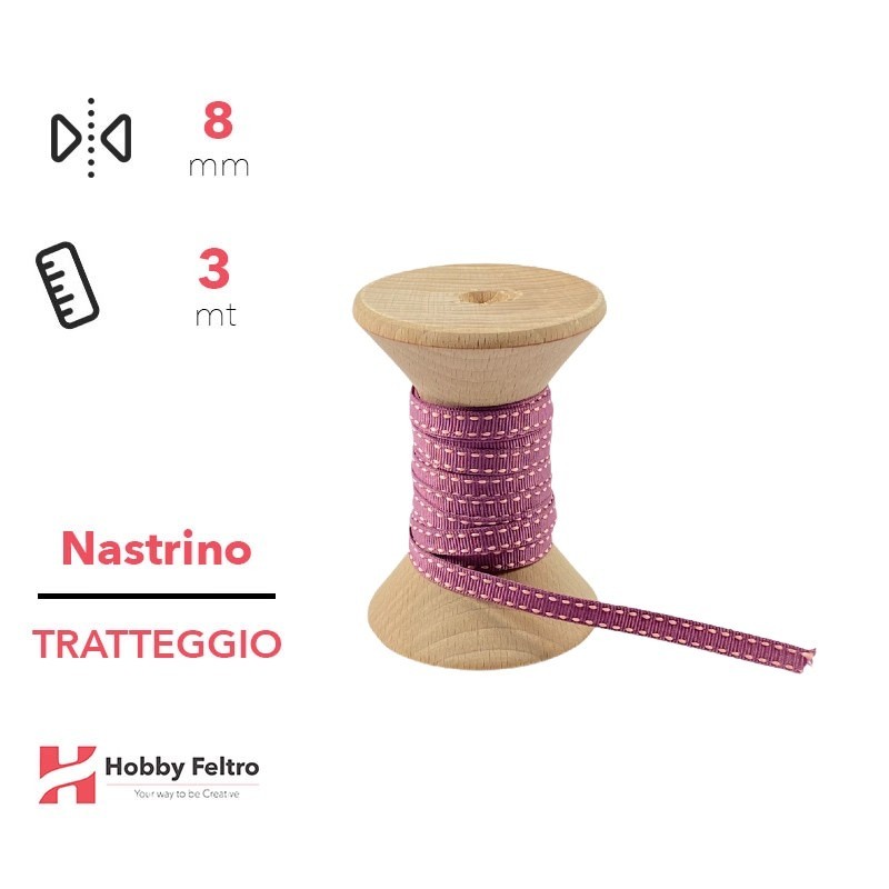 Nastrino Tratteggio colorato Rosa Forte 8mm Confezione 3 metri COD.11 Nastrino Tratteggio colorato Rosa Forte 8mm Confezione 3 metri COD.11