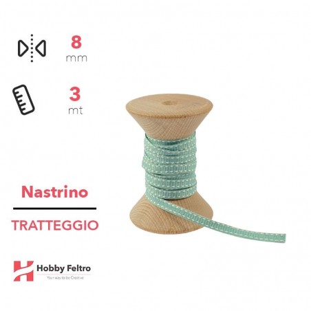 Nastrino Tratteggio colorato Verdino 8mm Confezione 3 metri COD.07