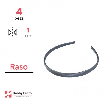 Cerchietto per Capelli Raso 1cm Kit 4 Pezzi Grigio COD.18