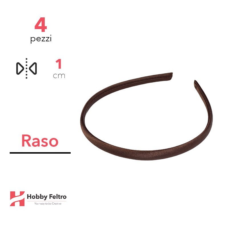 Cerchietto per Capelli Raso 1cm Kit 4 Pezzi Marrone COD.27