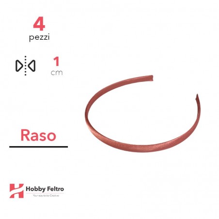 Cerchietto per Capelli Raso 1cm Kit 4 Pezzi Rosa Antico Chiaro COD.11