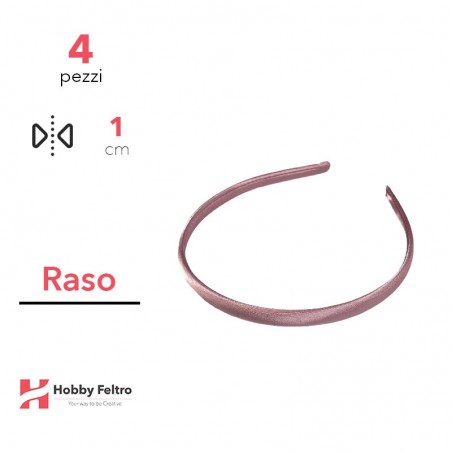 Cerchietto per Capelli Raso 1cm Kit 4 Pezzi Rosa Confetto COD.05