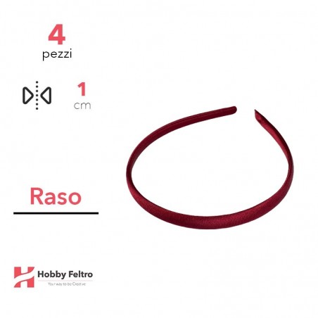 Cerchietto per Capelli Raso 1cm Kit 4 Pezzi Rosso Ciliegia COD.35