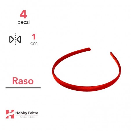 Cerchietto per Capelli Raso 1cm Kit 4 Pezzi Rosso COD.34