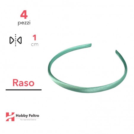 Cerchietto per Capelli Raso 1cm Kit 4 Pezzi Verde Acqua COD.26