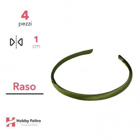Cerchietto per Capelli Raso 1cm Kit 4 Pezzi Verde COD.21