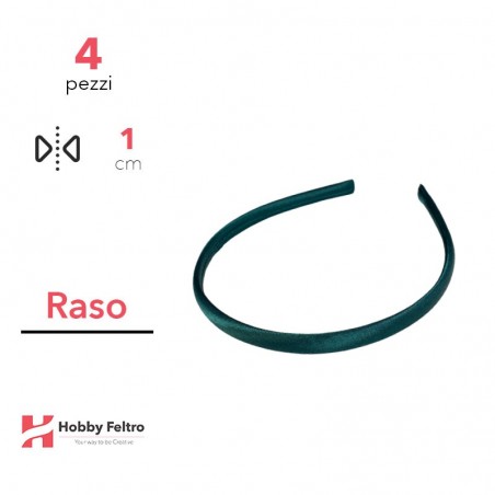 Cerchietto per Capelli Raso 1cm Kit 4 Pezzi Verde Loden COD.24