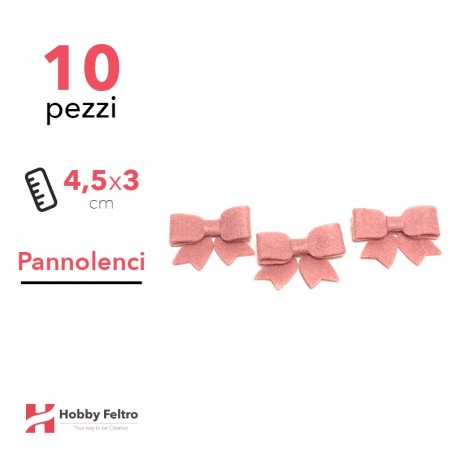 Fiocchetto Pannolenci 10 Pezzi Rosa Cipria COD.16