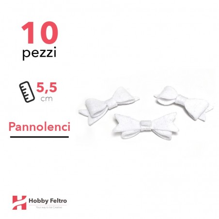 Fiocchetto Papillon Pannolenci 10 Pezzi Bianco COD.01