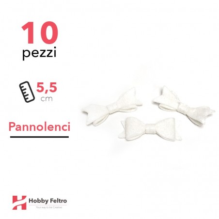 Fiocchetto Papillon Pannolenci 10 Pezzi Bianco Crema COD.02