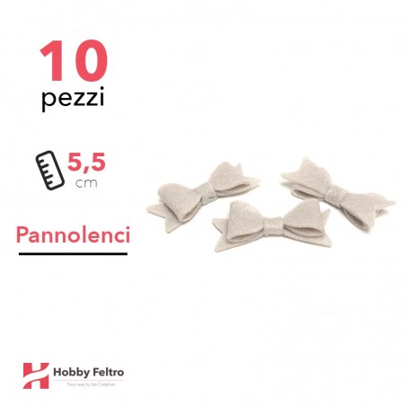 Fiocchetto Papillon Pannolenci 10 Pezzi Marrone Pallido COD.04