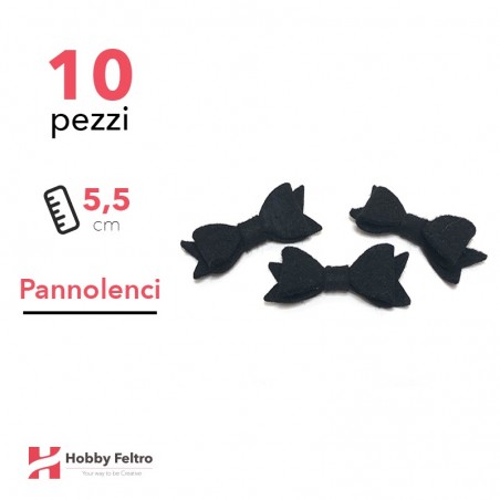 Fiocchetto Papillon Pannolenci 10 Pezzi Nero Intenso COD.09
