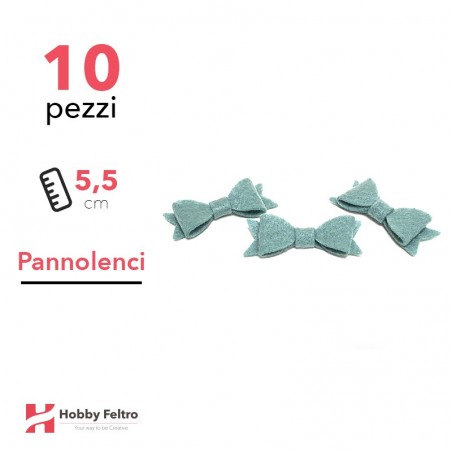 Fiocchetto Papillon Pannolenci 10 Pezzi Verde Marino COD.11