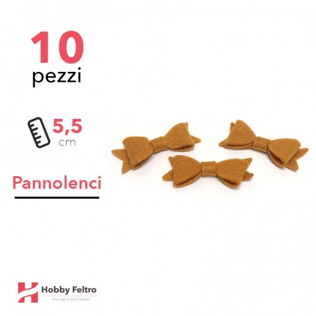 Fiocchetto Papillon Pannolenci 10 Pezzi Giallo Ocra COD.12