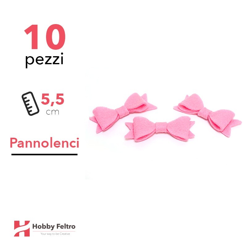 Fiocchetto Papillon Pannolenci 10 Pezzi Rosa Acceso COD.14