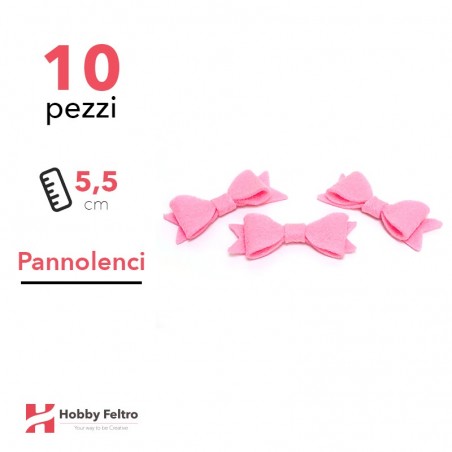 Fiocchetto Papillon Pannolenci 10 Pezzi Rosa Acceso COD.14