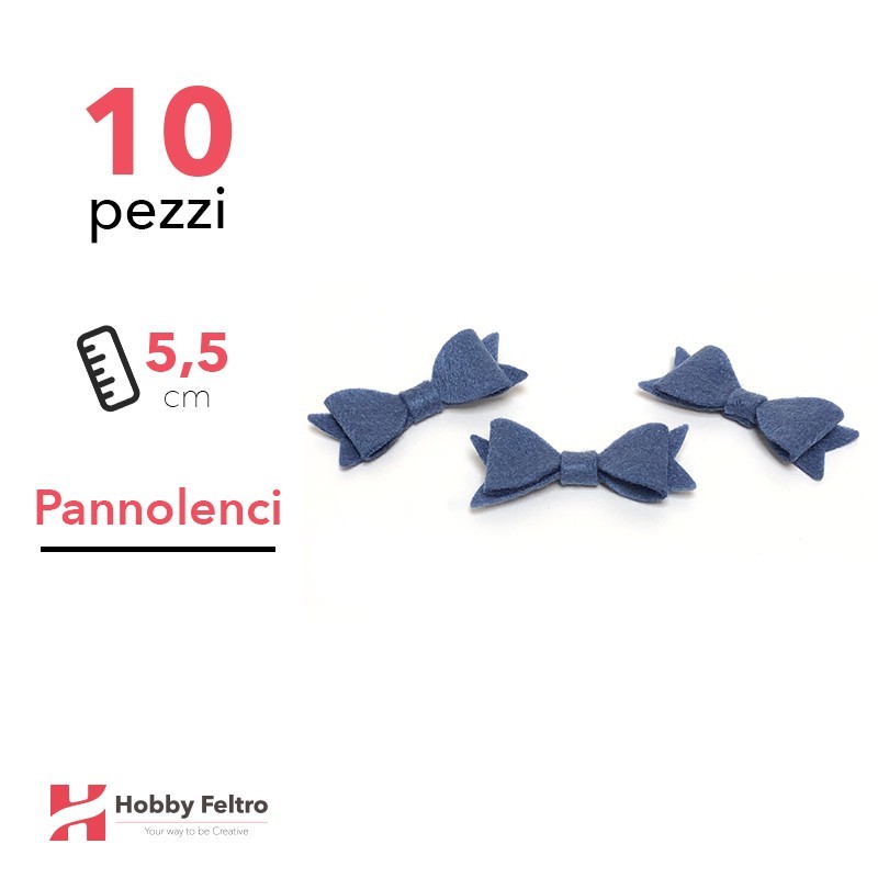 Fiocchetto Papillon Pannolenci 10 Pezzi Blu COD.23