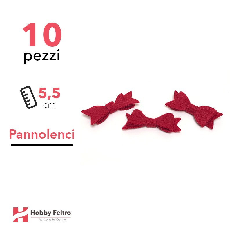 Fiocchetto Papillon Pannolenci 10 Pezzi Rosso Scuro COD.24