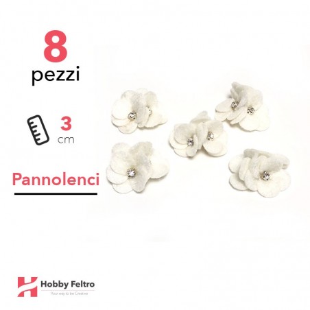 Acquista online fiocchetti Strass in pannolenci di color Bianco. Fiocchetti in pannolenci, perfetti per decorazioni.