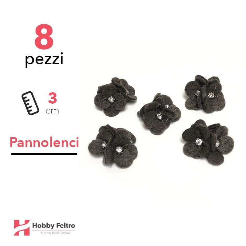 Acquista online fiocchetti Strass in pannolenci di color Nero. Fiocchetti in pannolenci, perfetti per decorazioni.