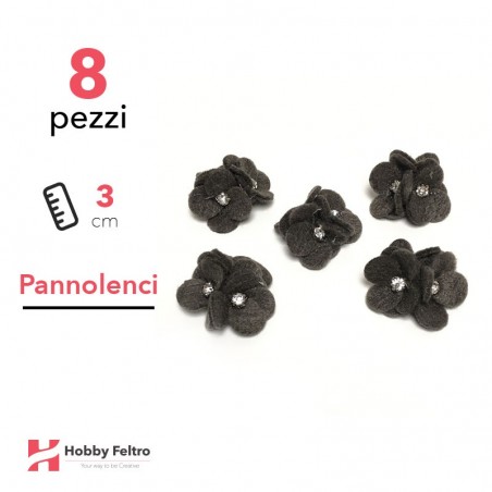Acquista online fiocchetti Strass in pannolenci di color Nero. Fiocchetti in pannolenci, perfetti per decorazioni.