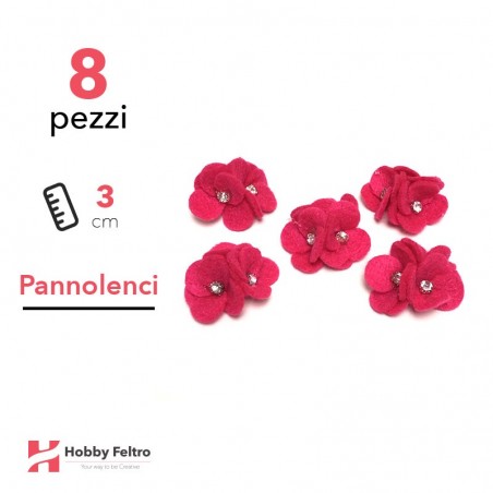 Acquista online fiocchetti Strass in pannolenci di color Fucsia. Fiocchetti in pannolenci, perfetti per decorazioni.