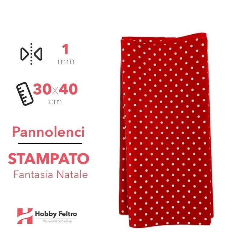 Pannolenci Stampato Natalizio Rosso Pois 1mm 30x40cm COD.stp2 Pannolenci Stampato Natalizio Rosso Pois 1mm 30x40cm COD.stp2