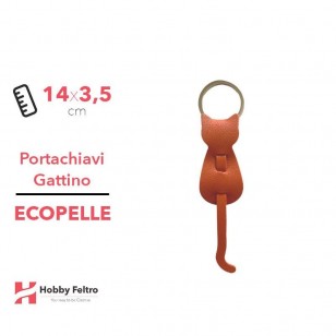 Portachiavi Gattino Ecopelle Arancio COD.19