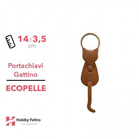 Portachiavi Gattino Ecopelle Cuoio COD.49