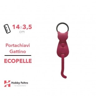 Portachiavi Gattino Ecopelle Fucsia COD.42