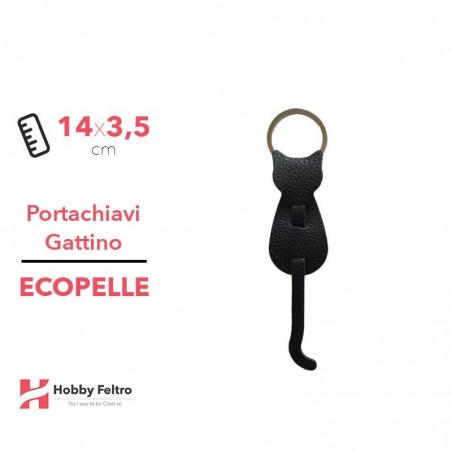 Portachiavi Gattino Ecopelle Nero COD.1